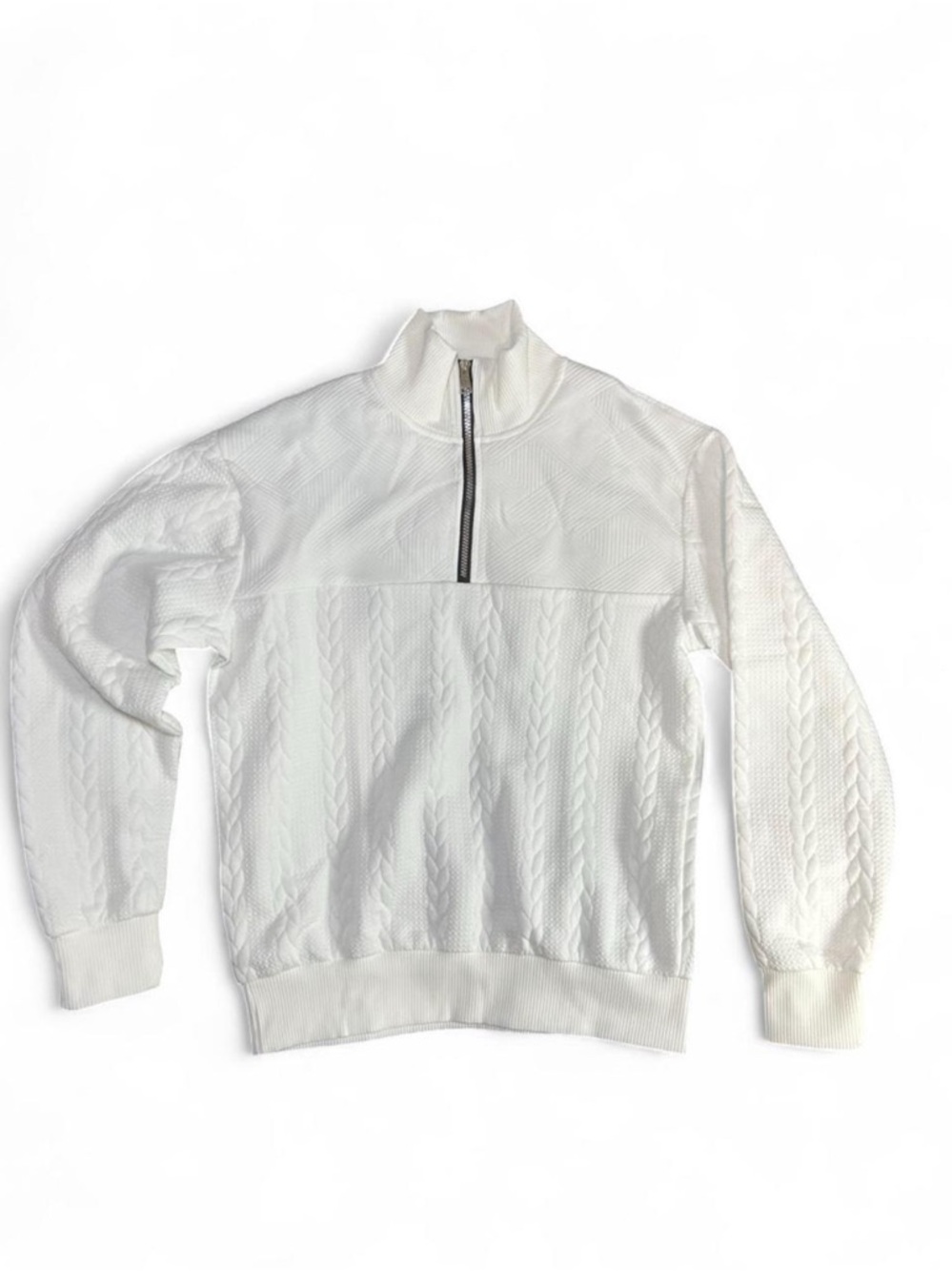 Men's High Neck Knit Pattern Quarter Zip Sweater - Brand New